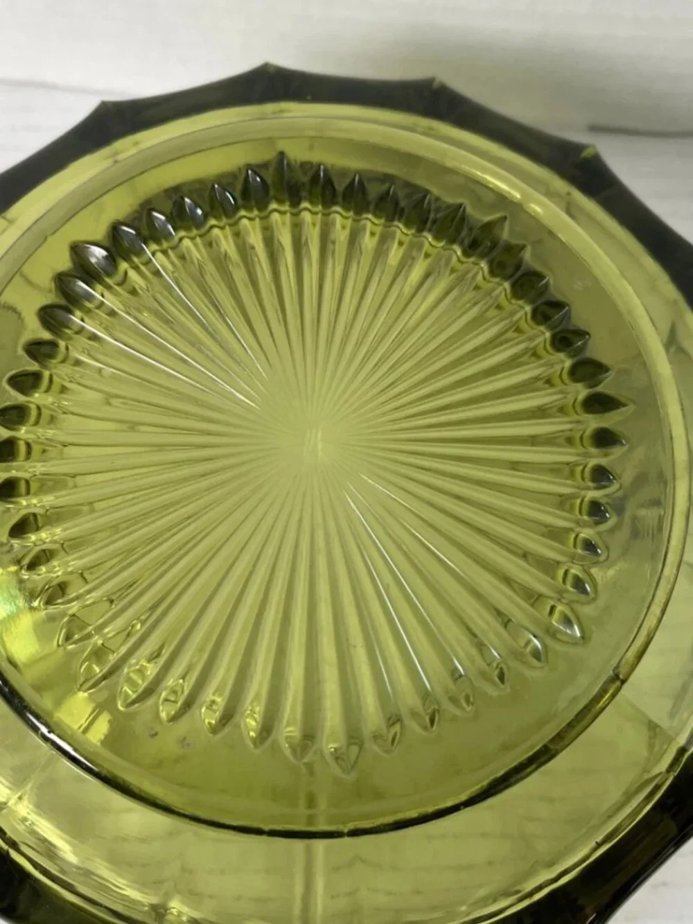 Vintage Fostoria Coin Glass Olive Green Large Bowl 7.25”